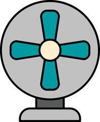 Table fan icon in gray and turquoise color.