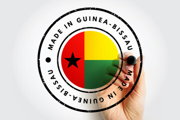 Made in Guinea-Bissau text emblem stamp, concept background