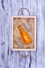 Yellow transparent liquid