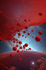 in the sky with red dots boll generative ai tool - obrazy, fototapety, plakaty