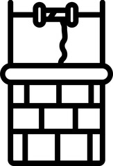 Water Well Icon in Black Line Art.