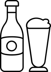 Line art Drink bottle with wine glass icon in flat style.