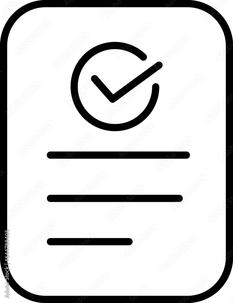 Aufkleber verification or approve document paper icon in line art.