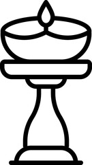 Illuminated Oil Lamp (Diya) on Stand icon. 