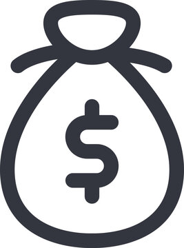 recommend clip art: Money Bag icon or symbol in black line art.