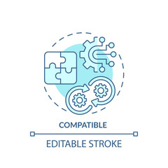 2D editable blue icon compatible concept, isolated monochromatic vector, health interoperability resources thin line illustration.