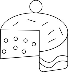Cake Cut Icon in Black Line Art.