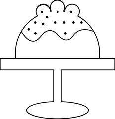 Delicious Cake on Table or Stand Icon. Line Art Sign Or Symbol.