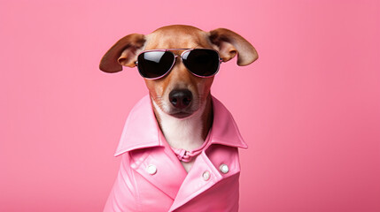 Fancy canine fashion: Adorable dog in pink Barbie attire