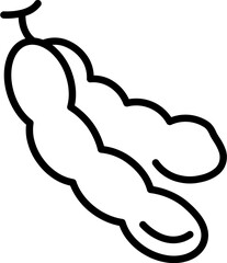 Flat Style Tamarind Icon in Black Line Art.