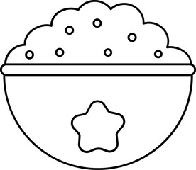 Rice Bowl Icon In Black Line Art.