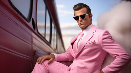Unapologetically fashionable man in Barbie-esque attire