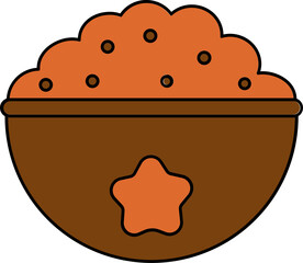 Rice Bowl Icon In Brown And Orange Color.