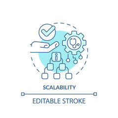 2D editable blue icon scalability concept, isolated monochromatic vector, health interoperability resources thin line illustration.