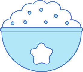 Rice Bowl Icon In Blue And White Color.