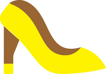 Yellow and Brown High Heels Icon on White Background.