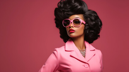 Chic and stylish, this Afro-American woman embraces Barbie-inspired pink attire