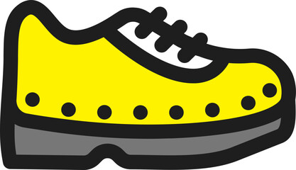 Sportswear Shoes Icon in Gray and Yellow Color.