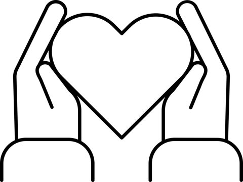 recommend clip art: Hand holding heart icon in line art.