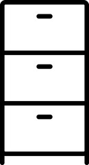 Black line art illustration of cabinet icon.