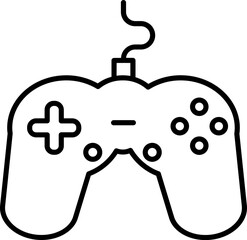 Gamepad OR Joystick Icon In Black Line Art.