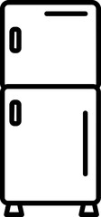 Refrigerator Icon In Black Thin Line Art.