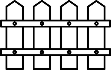 Black Line Art Illustration of Fence Icon In Flat Style.