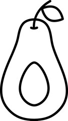 Avocado icon in black line art.