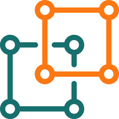 Selection tool or Merge icon in green and orange line art.