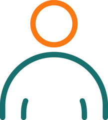User icon or symbol in green and orange line art.