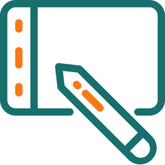 Graphic Tablet Or Pen Tab icon in green line art.