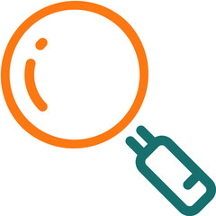 Magnifying Glass icon in green and orange line art.