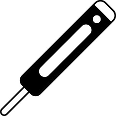Black and White Thermometer icon in flat style.