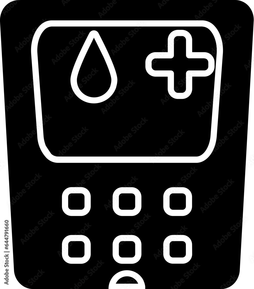 Poster flat style glucometer icon in b&w color.