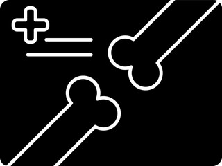 Injury Bones X- Ray icon in black and white color.