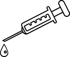 Thin line Syringe with Drop icon on white background.