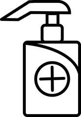 Hand Wash or Sanitizer Bottle icon in thin line art.