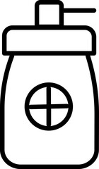 Hand Wash or Sanitizer Bottle icon in line art.