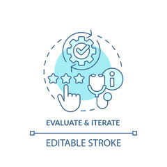 2D editable blue icon evaluate and iterate concept, isolated monochromatic vector, health interoperability resources thin line illustration.