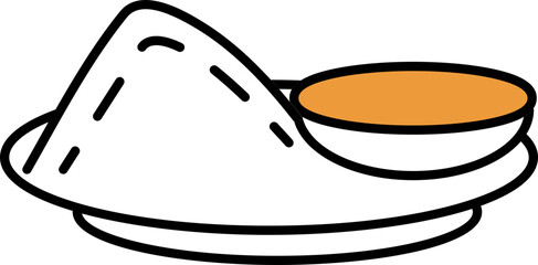 Dal Chawal Icon In Orange And White Color.
