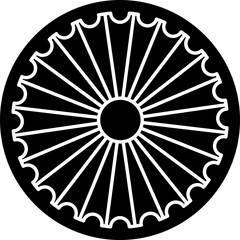 Ashoka Wheel (Chakra) Icon In Flat Style.
