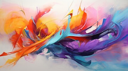 Balanced Strokes: Abstract brush strokes of different colors in perfect balance