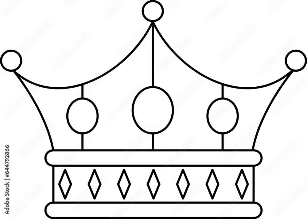 Wall mural black outline crown icon or symbol.