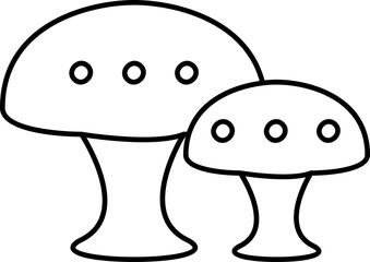 Mushroom Icon In Line Art.