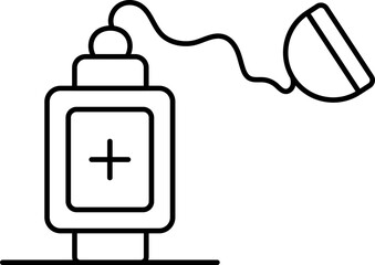 Black Line Art Oxygen Mask Icon.