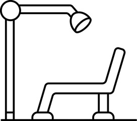 Dental Chair Icon In Black Outline.