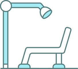 Dental Chair Icon In Blue And White Color.
