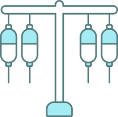 Saline Or IV Stand Icon In Blue And White Color.
