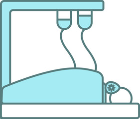 Patient In Bed On A drip Icon In Blue And White Color.