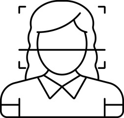 Faceless Woman Face Scan Icon In Line Art.